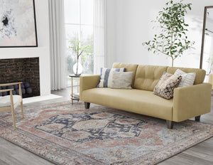 Feizy Rugs Percy Transitional Medallion Rug - Durable Machine Washable Design With Timeless Distressed Charm Orange,Brown,Taupe Polyester,Cotton,Viscose Prc39alfbrnrstf71