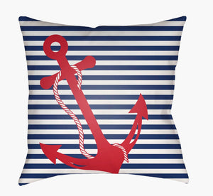 Livabliss Anchor Woven Nautical Motif Coastal Throw Pillow Polyfill Insert for Sofa or Bench LIL006-1818