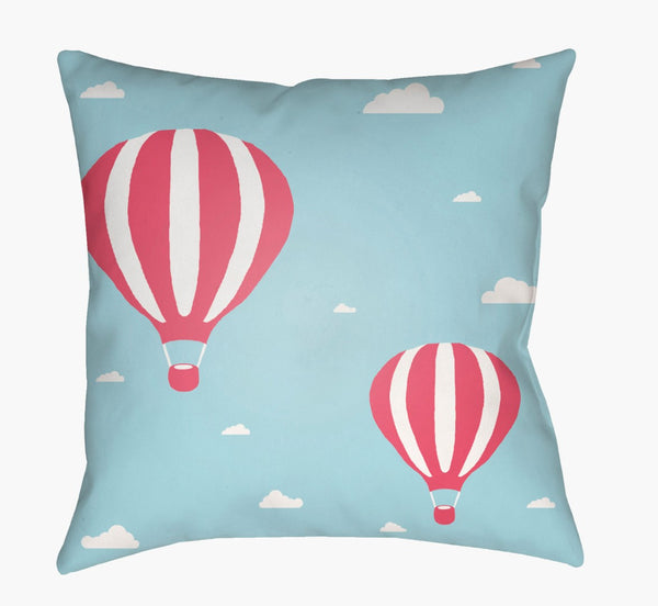 Livabliss Hot Air Balloon Woven Polyester Throw Pillow Whimsical Graphic Print for Sofa or Kids Room LIL031-1818