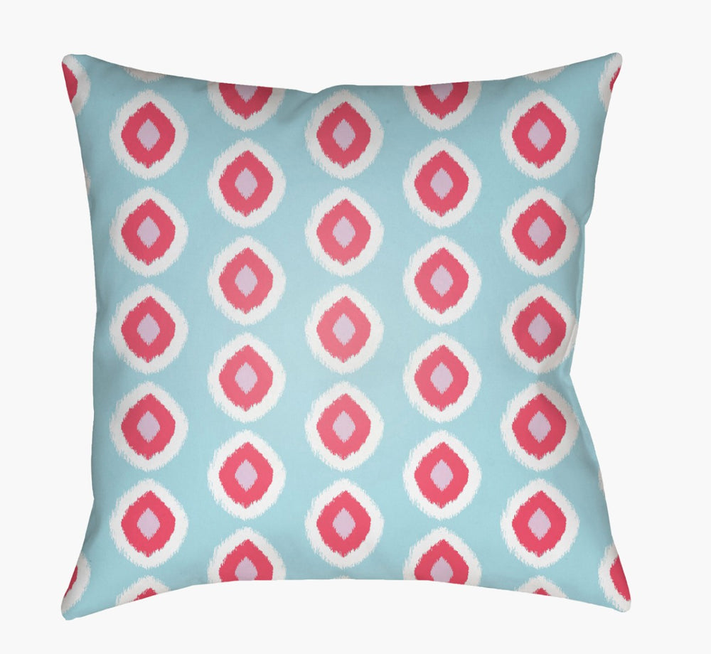 Livabliss Circles Vintage Geometric Woven Throw Pillow Bohemian Square Accent for Sofa Sky Blue, Coral 20"L x 20"W LIL035-2020