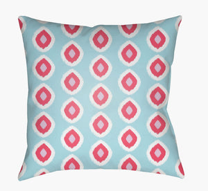 Livabliss Circles Vintage Geometric Woven Throw Pillow Bohemian Square Accent for Sofa Sky Blue, Coral 20"L x 20"W LIL035-2020