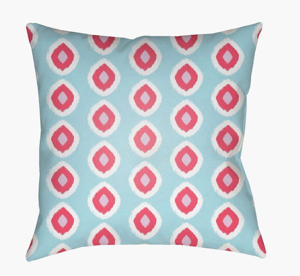 Livabliss Circles Vintage Geometric Woven Throw Pillow Bohemian Square Accent for Sofa Sky Blue, Coral 20"L x 20"W LIL035-2020