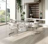 VIG Furniture Modrest Lilly - Modern 12mm Round Glass + White Dining Table VGNS-GD8800-12MM