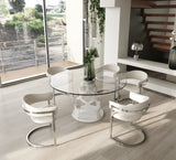 VIG Furniture Modrest Lilly - Modern 12mm Round Glass + White Dining Table VGNS-GD8800-12MM