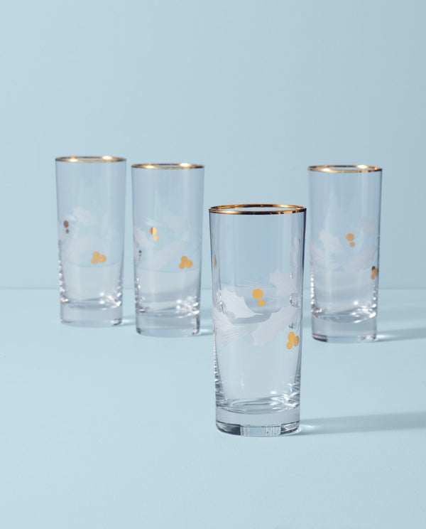 Lenox Holiday Gold 4-Piece Highball Glass Set Clear, NO COLOR GLASS,CRYSTAL 886859