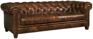 Hooker Furniture Chester Vintage Tufted Leather Sofa In Malawi Tonga Aniline Top-Grain Leather, Nailhead Trim, 94.5" SS195-03-087