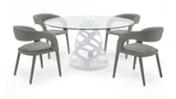 VIG Furniture Modrest Lilly - Modern 12mm Round Glass + White Dining Table VGNS-GD8800-12MM