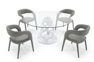 VIG Furniture Modrest Lilly - Modern 12mm Round Glass + White Dining Table VGNS-GD8800-12MM