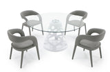 VIG Furniture Modrest Lilly - Modern 12mm Round Glass + White Dining Table VGNS-GD8800-12MM