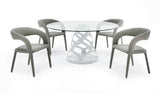 VIG Furniture Modrest Lilly - Modern 12mm Round Glass + White Dining Table VGNS-GD8800-12MM