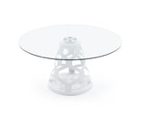 VIG Furniture Modrest Lilly - Modern 12mm Round Glass + White Dining Table VGNS-GD8800-12MM