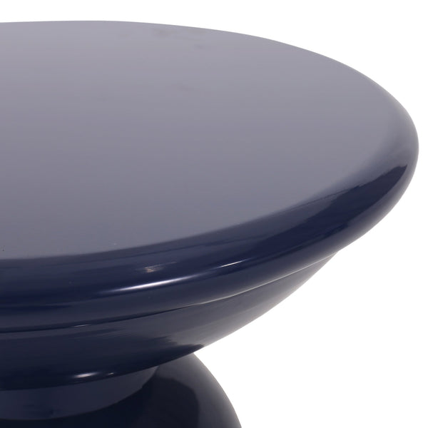 English Elm Outdoor Powder-coated Iron Pedestal Side Table for Patio and Lounge Spaces Navy Blue 73615.00NBLU