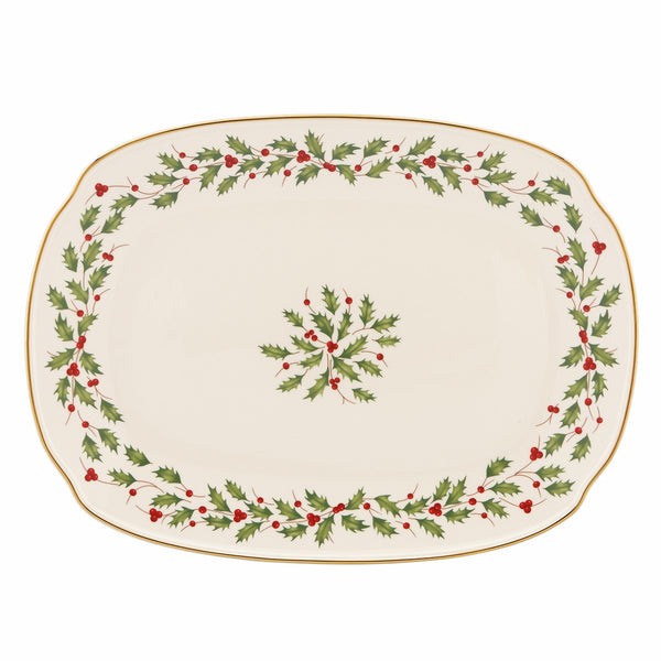 Lenox Holiday Serving Platter Red & Green, IVORY PORCELAIN 830143