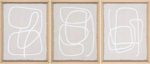Livabliss Lines Hand Painted Triptych Wall Art Set Minimalist Framed Panels for Living Room LINE001-SET