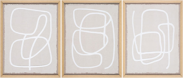 Livabliss Lines Hand Painted Triptych Wall Art Set Minimalist Framed Panels for Living Room LINE001-SET