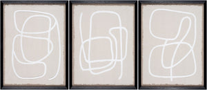 Livabliss Lines Hand-painted Framed Wall Art Set of Three Minimalist Brushwork Gallery Panels LINE002-SET