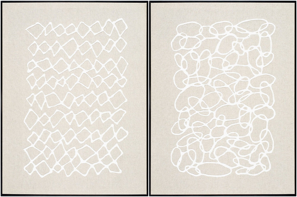 Livabliss Lines Hand Painted Framed Wall Art Minimalist Modern Linework for Living or Bedroom LINE004-SET