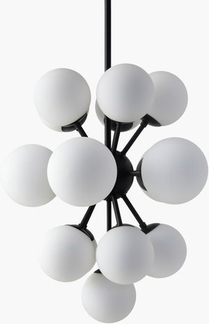 Surya Liora Geometric Iron Frame Glass Shade Chandelier for Dining and Living Spaces LIO-001