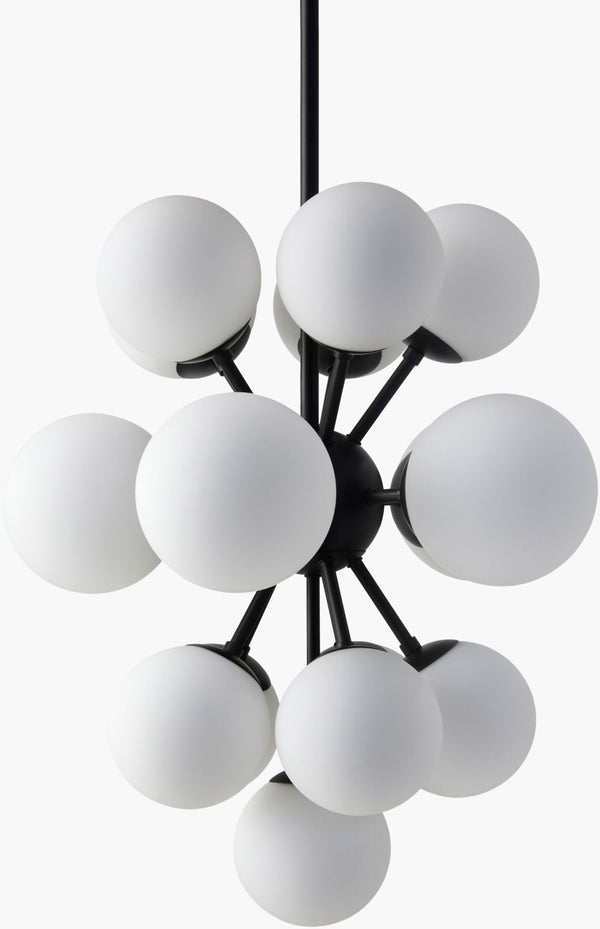 Surya Liora Geometric Iron Frame Glass Shade Chandelier for Dining and Living Spaces LIO-001
