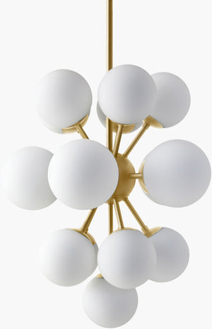 Surya Liora Wrought Iron Glass Shade Mid-century Modern Chandelier for Dining Living Room LIO-002