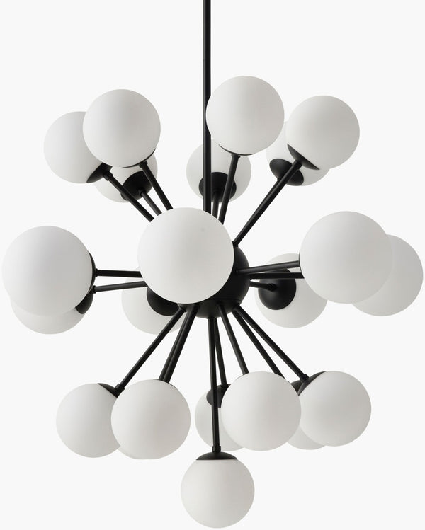 Surya Liora Iron and Glass Mid-century Modern Chandelier Warm Ambient Glow Dining Room LIO-003