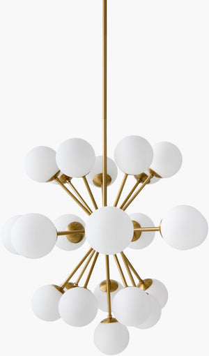 Surya Liora Iron Frame Glass Shade Chandelier Mid Century Modern Light for Dining Rooms LIO-004