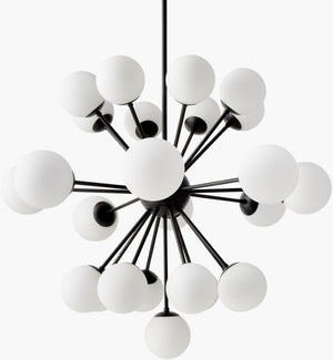 Surya Liora Iron Frame Chandelier with Glass Shades Mid-century Modern Dining Room Fixture LIO-005