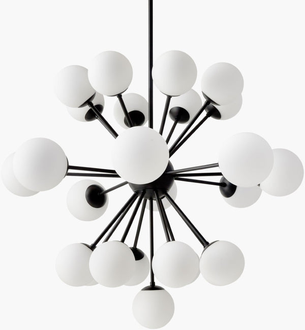 Surya Liora Iron Frame Chandelier with Glass Shades Mid-century Modern Dining Room Fixture LIO-005