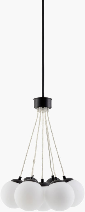 Surya Liora Art Deco Iron Glass Chandelier Geometric Ambient Light for Dining Entryway LIO-007