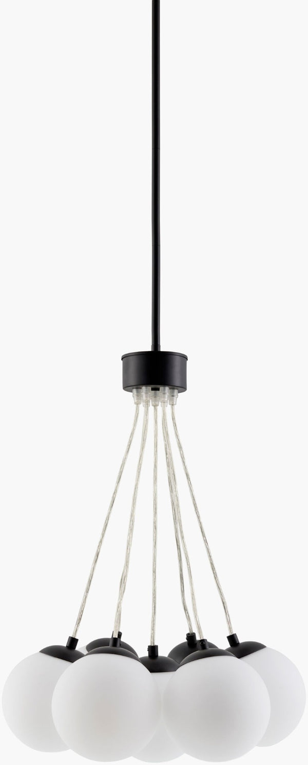 Surya Liora Art Deco Iron Glass Chandelier Geometric Ambient Light for Dining Entryway LIO-007