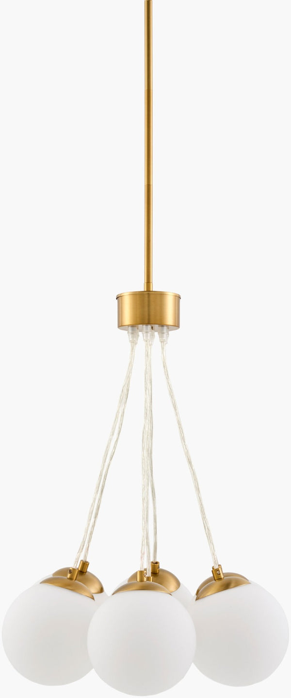 Surya Liora Art Deco Iron and Glass Chandelier Warm Ambient Glow for Dining Rooms LIO-008