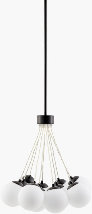 Surya Liora Art Deco Iron and Glass Geometric Chandelier for Dining Rooms with High Ceilings LIO-009