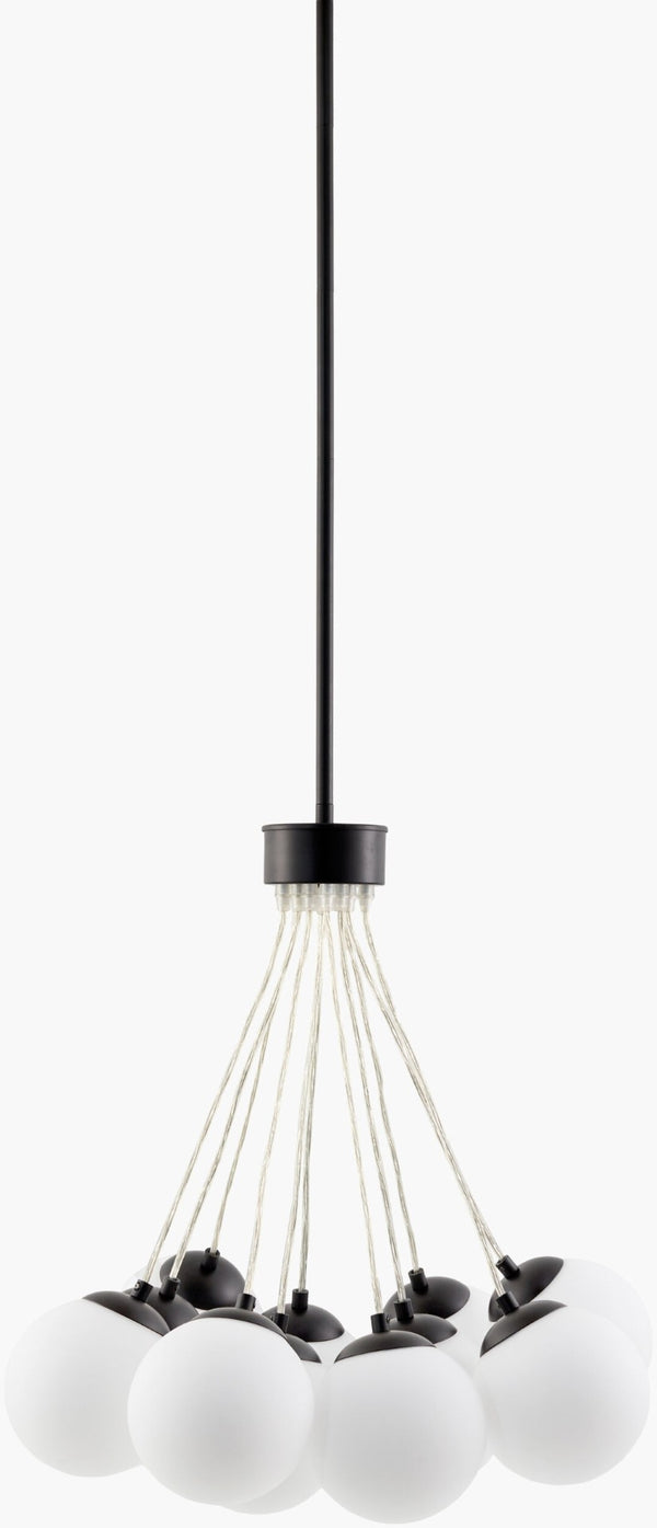 Surya Liora Art Deco Iron and Glass Geometric Chandelier for Dining Rooms with High Ceilings LIO-009