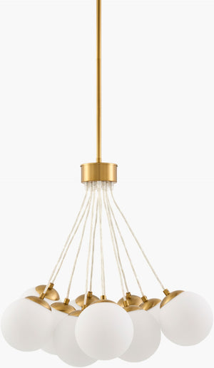 Surya Liora Art Deco Iron and Glass Geometric Chandelier for Dining Rooms and Foyers LIO-010