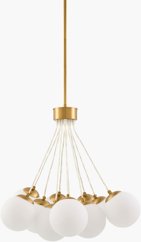 Surya Liora Art Deco Iron and Glass Geometric Chandelier for Dining Rooms and Foyers LIO-010