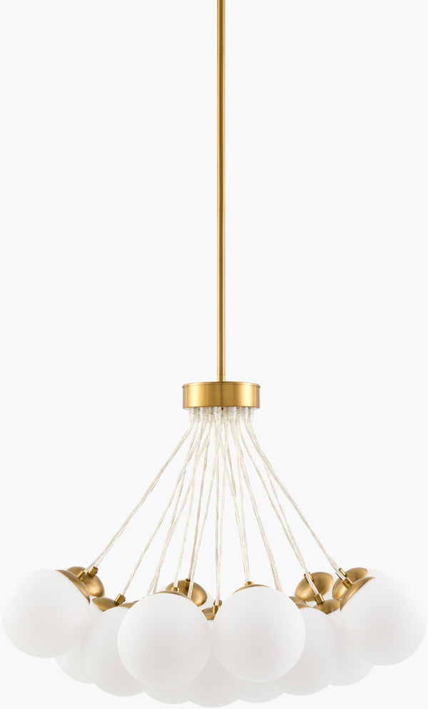 Surya Liora Art Deco Iron Frame Chandelier with Clear Glass Shades for Dining Rooms LIO-012