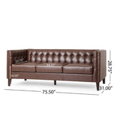 Christopher Knight Home® - Noble House - Pondway Contemporary Faux Leather Tufted 3 Seater Sofa