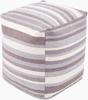 Surya Lori Eco-friendly Pouf - 18"H X 16"W X 16"D - Stylish Accent, Soft Recycled Pet Yarn, Durable Cotton Cream Recycled Pet Yarn,Cotton,Polybeads Lipf001-181616