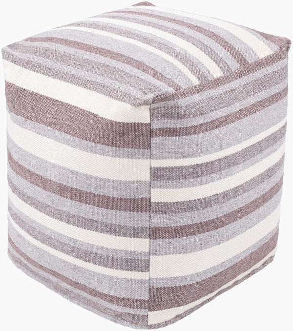 Surya Lori Eco-friendly Pouf - 18"H X 16"W X 16"D - Stylish Accent, Soft Recycled Pet Yarn, Durable Cotton Cream Recycled Pet Yarn,Cotton,Polybeads Lipf001-181616