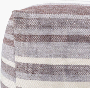 Surya Lori Eco-friendly Pouf - 18"H X 16"W X 16"D - Stylish Accent, Soft Recycled Pet Yarn, Durable Cotton Cream Recycled Pet Yarn,Cotton,Polybeads Lipf001-181616