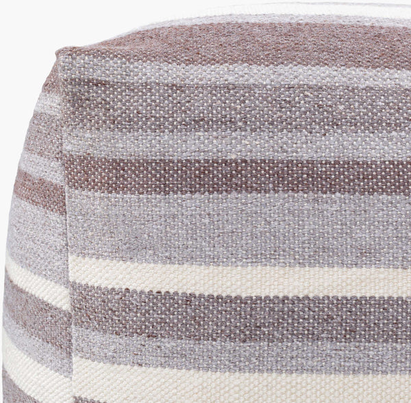 Surya Lori Eco-friendly Pouf - 18"H X 16"W X 16"D - Stylish Accent, Soft Recycled Pet Yarn, Durable Cotton Cream Recycled Pet Yarn,Cotton,Polybeads Lipf001-181616