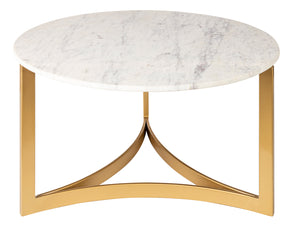 Lismore LIS-001 17"H x 32"W x 32"D Coffee Table LIS-001  Top: White; Base: Gold Surya