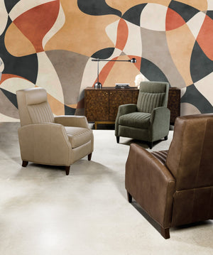 Hooker Furniture Denver Push Back Recliner Channeled Polyester Upholstery Tapered Wood Legs Lounge RC843-PB-429