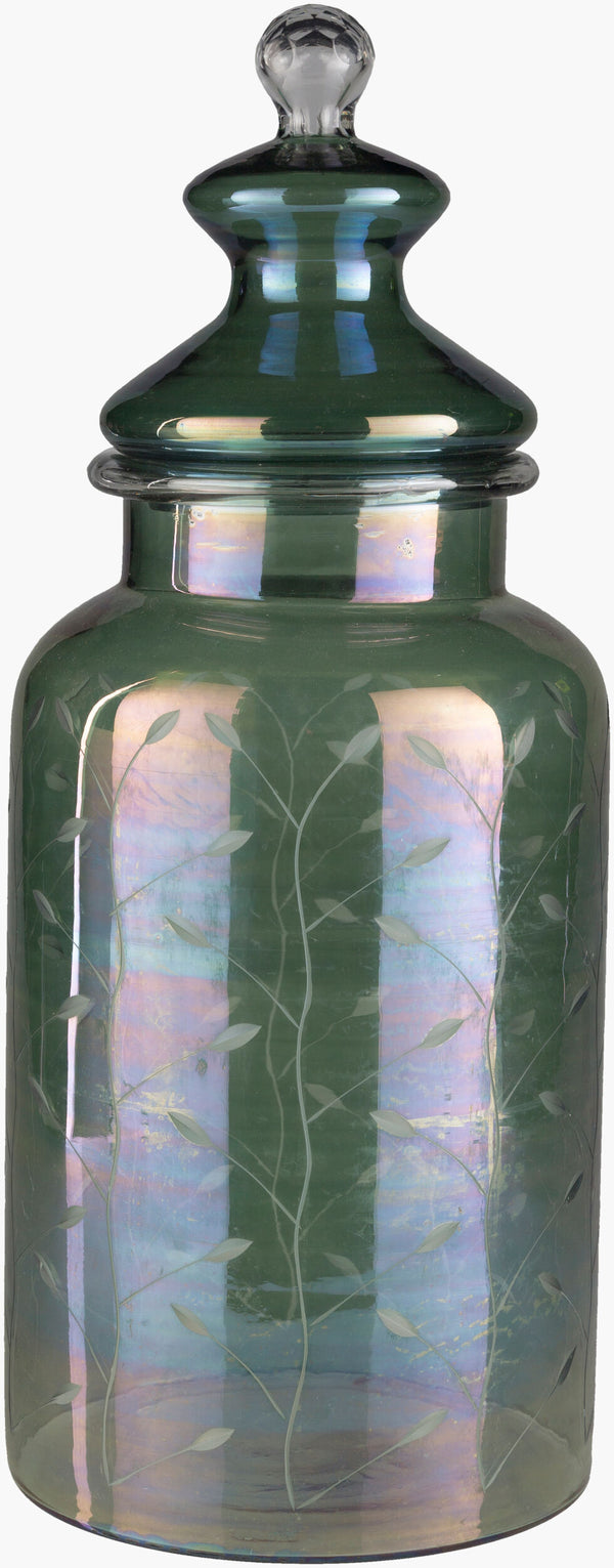 Surya Lilt Decorative Accent Jar - Elegant 20"H Glass Storage Piece For Stylish Home Décor And Charm Green Glass Lit001-l
