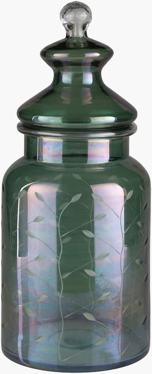 Surya Lilt Decorative Accent Jar - Elegant 20"H Glass Storage Piece For Stylish Home Décor And Charm Green Glass Lit001-s
