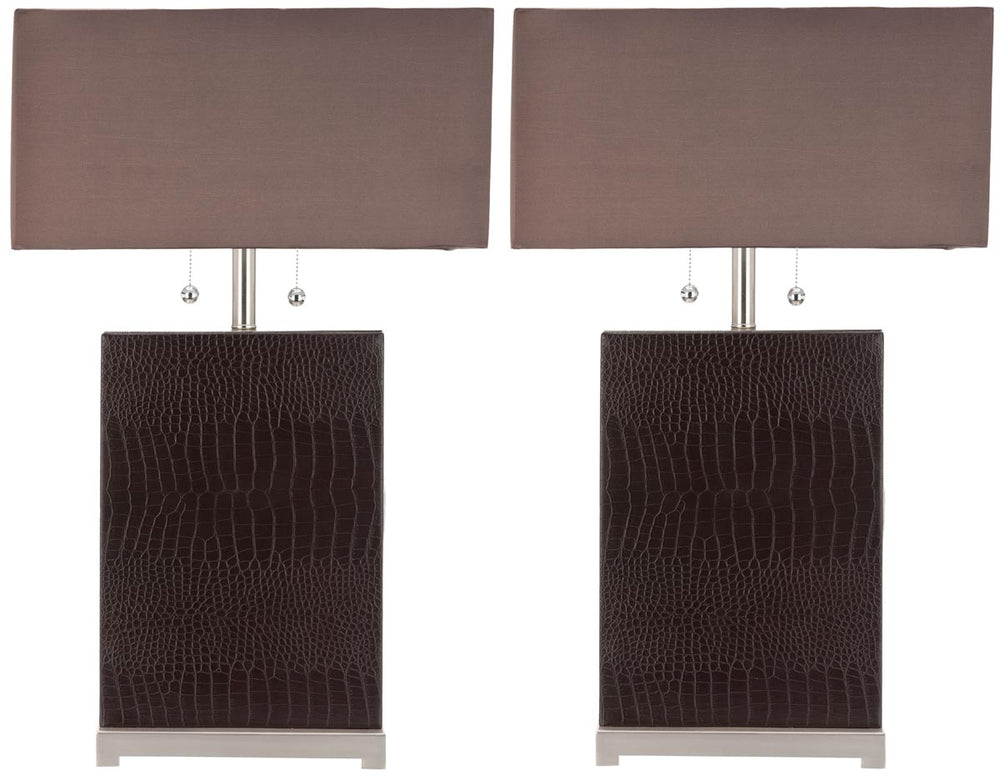 Safavieh Cheryl 29.5 Inch H Crocodile Lamp - Set of 2 Brown LIT4015A-SET2