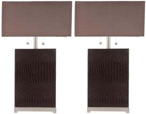Safavieh Cheryl 29.5 Inch H Crocodile Lamp - Set of 2 Brown LIT4015A-SET2