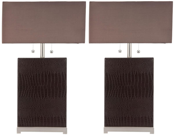 Safavieh Cheryl 29.5 Inch H Crocodile Lamp - Set of 2 Brown LIT4015A-SET2