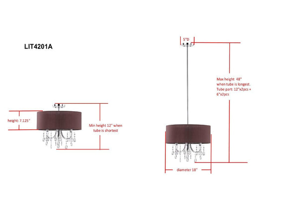 Safavieh Contessa 3 Light Chrome 18 Inch Dia Adjustable Drum Pendant Chrome LIT4201A