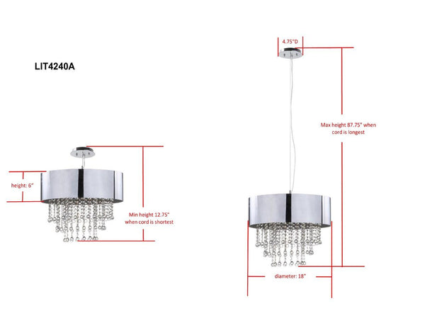 Safavieh Musette Chrome Beaded 18 Inch Dia Pendant Chrome LIT4240A